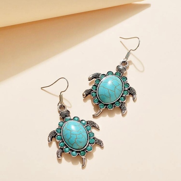 ❤️Turtle Rhinestone Drop Earrings - Picture 5 of 5